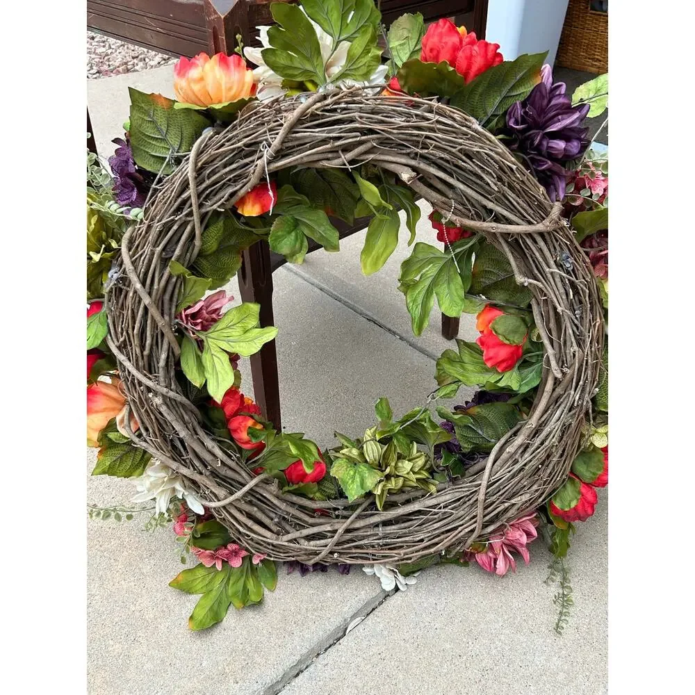 Handmade Large Fall Floral Wreath – Hydrangeas, Mums & Autumn Greenery